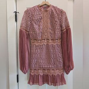 Pink Lace Long Sleeve Dress